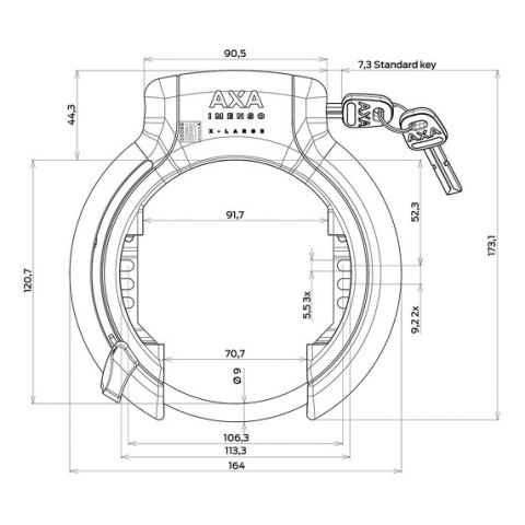 Blokada AXA Ring Lock Imenso X-Large Zwijana na Klucz