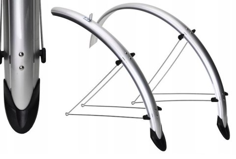 Błotniki ORION 28"x41mm nylon z chlapaczem,srebrne