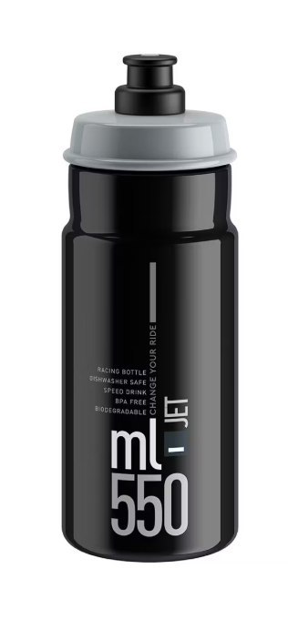 Elite Bidon Jet Black Grey logo 750ml