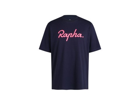 Shirt Rapha Logo Tee X-Small Navy/Visibility Pink