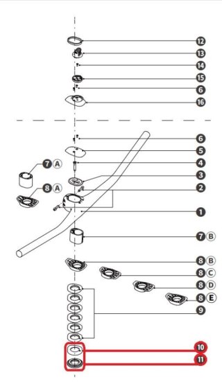 Podkładka sterów Cone Spacer (Dust Wiper/O-ring included) 28.6 47.8 10.3 Plastic BLK