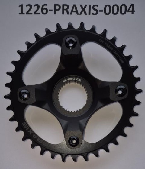 Tarcza mechanizmu PRAXIS SPIDER PW-X3 BCD104 CL:55 BLK W/PRAXIS CHAIN RING 36T 10-12S STEEL BLK