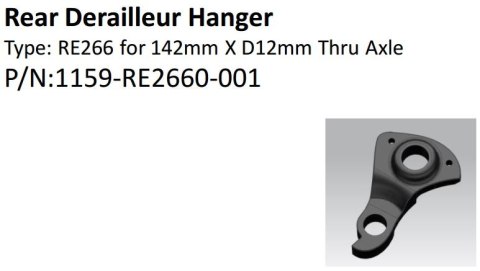 Hak przerzutki tylnej RE266 A7005-T6 Thru Axle Ø12mm w/2x M3x0.5x10mm for 17-TCR/Defy/Avail Adv (Pro)