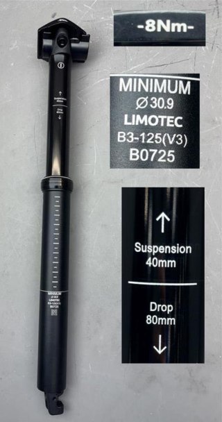 Sztyca B3 ALLOY 30.9 402 T1: 40MM T2:80MM SAND BLK WO/ LOGO WO/ LEVER
