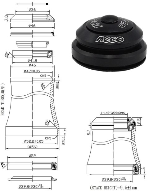 Stery zintegr. 1,5"-1-1/8" / IS42/52 / NECO H373S