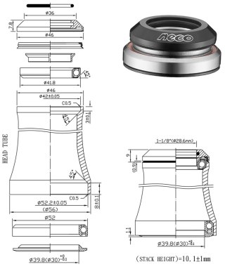 Stery zintegr. 1,5"-1-1/8" / IS42/52 / NECO H373